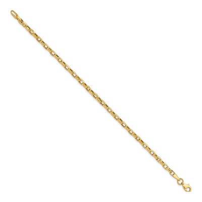 14K Yellow Gold 2mm Hollow Fancy Cable Link Chain Bracelet – view 3