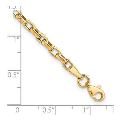 14K Yellow Gold 2mm Hollow Fancy Cable Link Chain Bracelet – view 4