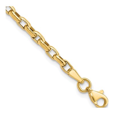 14K Yellow Gold 2mm Hollow Fancy Cable Link Chain Bracelet