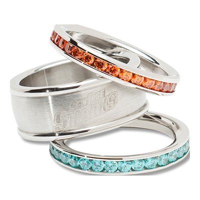 San Jose Sharks Crystal Stacked Ring Set