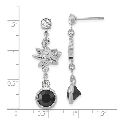 San Jose Sharks Brass Crystal Dangle Earrings – view 3