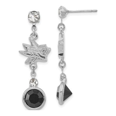San Jose Sharks Brass Crystal Dangle Earrings