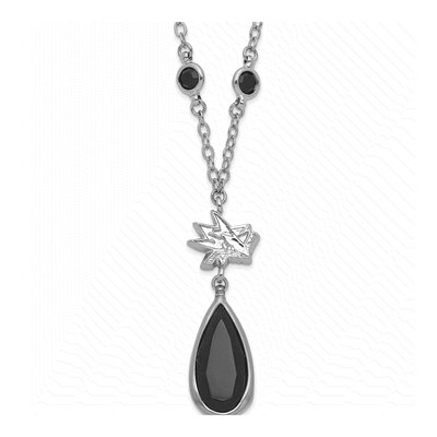 San Jose Sharks Brass Crystal Clear Necklace