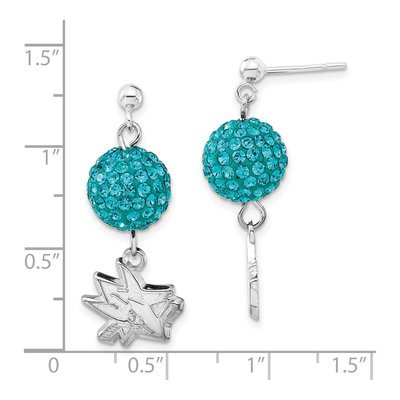 San Jose Sharks Sterling Silver Teal Crystal Dangle Earrings – view 3