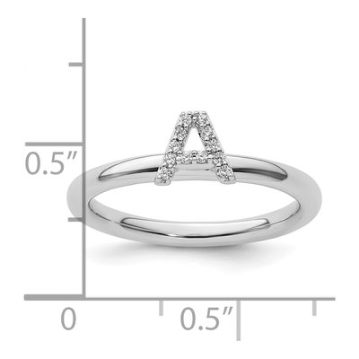 14K White Gold 1/20 ct tw Diamond Stackable Initial A Ring – view 3