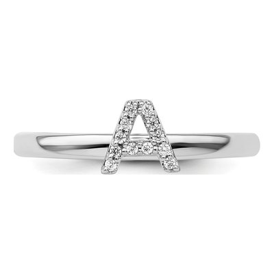 14K White Gold 1/20 ct tw Diamond Stackable Initial A Ring – view 5