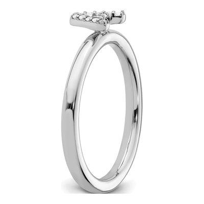 14K White Gold 1/20 ct tw Diamond Stackable Initial A Ring – view 7
