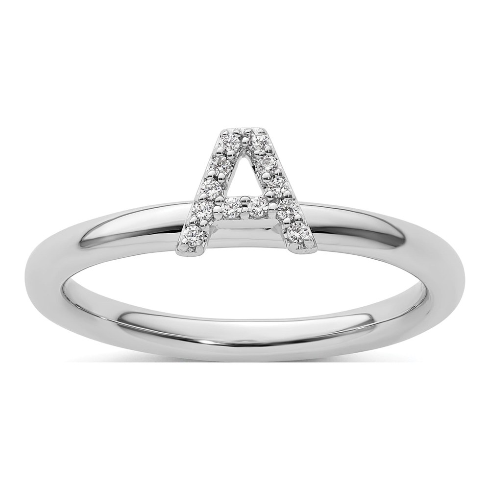 14K White Gold 1/20 ct tw Diamond Stackable Initial A Ring