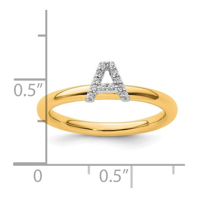 14K Yellow Gold 1/20 ct tw Diamond Stackable Initial A Ring – view 2