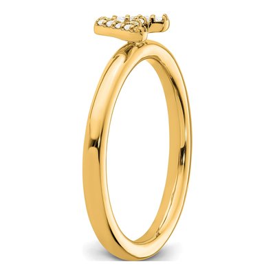 14K Yellow Gold 1/20 ct tw Diamond Stackable Initial A Ring – view 6