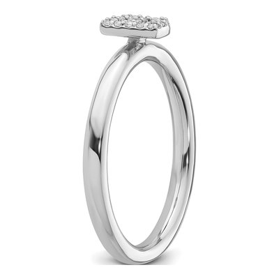 14K White Gold 1/15 ct tw Diamond Stackable Initial B Ring – view 6