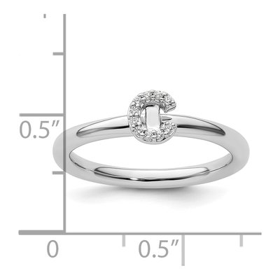 14K White Gold 1/20 ct tw Diamond Stackable Initial C Ring – view 2