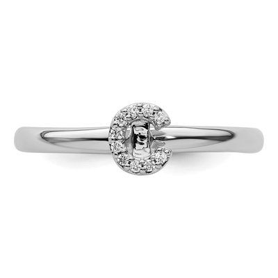 14K White Gold 1/20 ct tw Diamond Stackable Initial C Ring – view 4