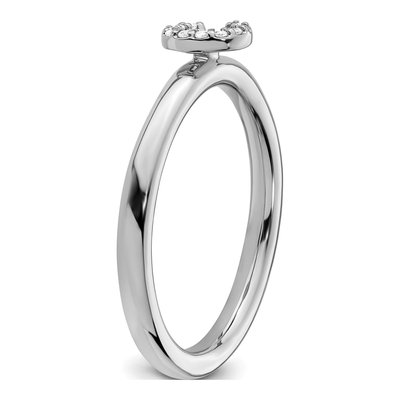 14K White Gold 1/20 ct tw Diamond Stackable Initial C Ring – view 6