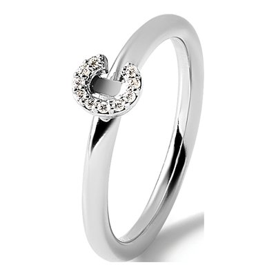 14K White Gold 1/20 ct tw Diamond Stackable Initial C Ring – view 8