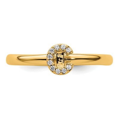 14K Yellow Gold 1/20 ct tw Diamond Stackable Initial C Ring – view 4