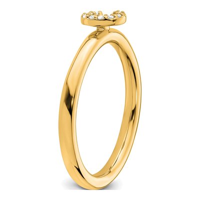 14K Yellow Gold 1/20 ct tw Diamond Stackable Initial C Ring – view 6
