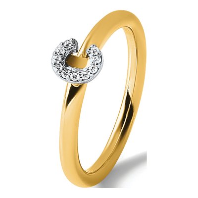 14K Yellow Gold 1/20 ct tw Diamond Stackable Initial C Ring – view 8