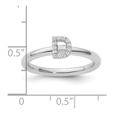 14K White Gold 1/15 ct tw Diamond Stackable Initial D Ring – view 2