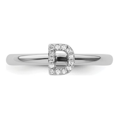 14K White Gold 1/15 ct tw Diamond Stackable Initial D Ring – view 4