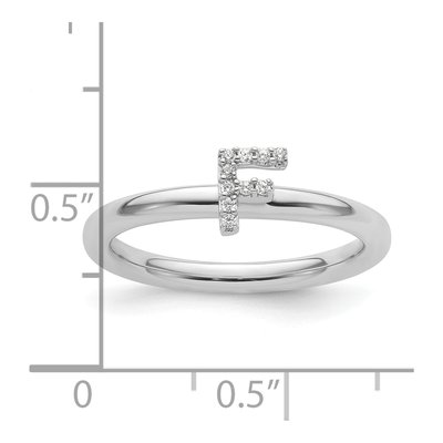14K White Gold 1/20 ct tw Diamond Initial F Ring – view 2