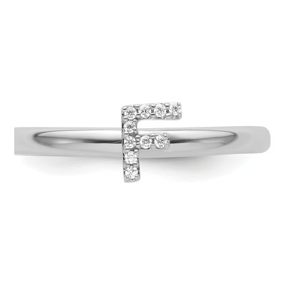 14K White Gold 1/20 ct tw Diamond Initial F Ring – view 4