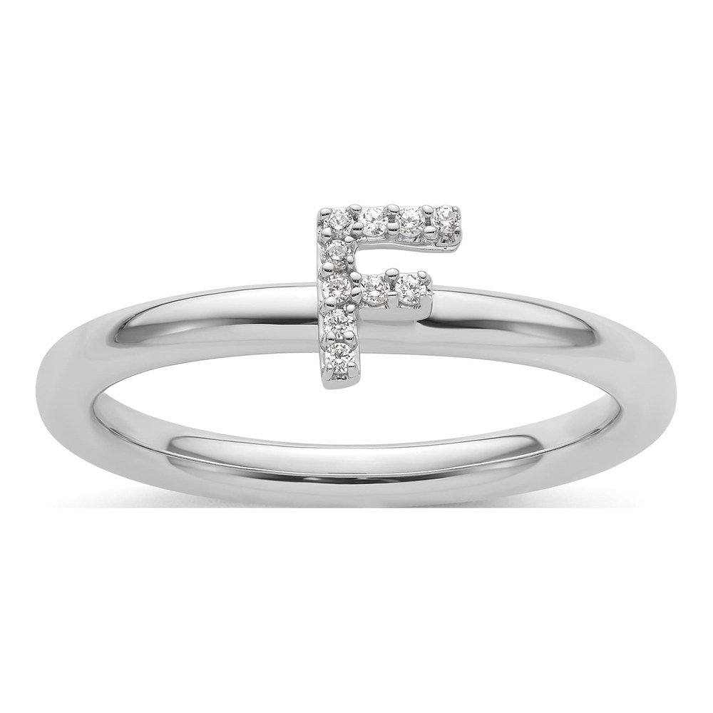 14K White Gold 1/20 ct tw Diamond Initial F Ring
