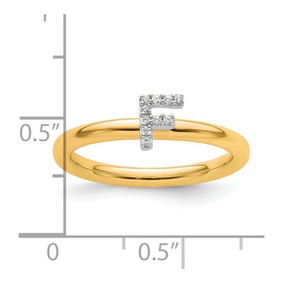 14K Yellow Gold 1/20 ct tw Diamond Stackable Initial F Ring – view 2