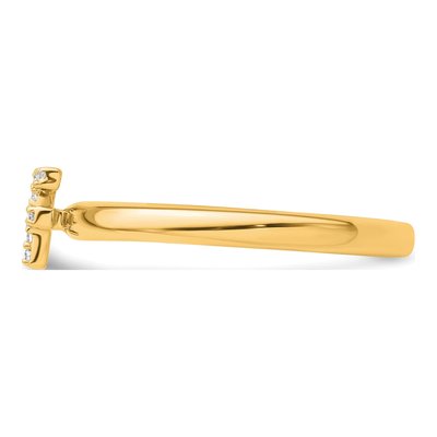 14K Yellow Gold 1/20 ct tw Diamond Stackable Initial F Ring – view 3