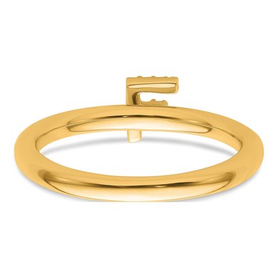 14K Yellow Gold 1/20 ct tw Diamond Stackable Initial F Ring – view 5