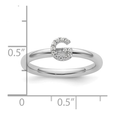 14K White Gold 1/20 ct tw Diamond Stackable Initial G Ring – view 2