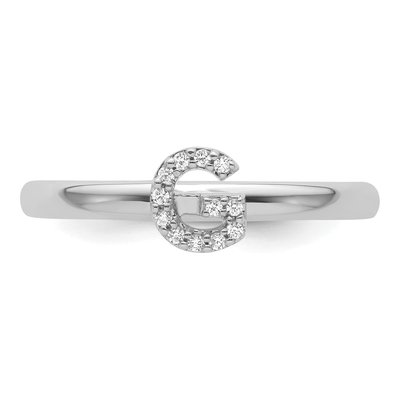 14K White Gold 1/20 ct tw Diamond Stackable Initial G Ring – view 4