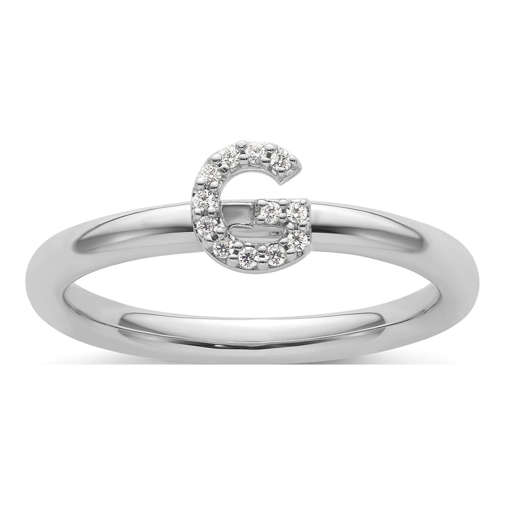 14K White Gold 1/20 ct tw Diamond Stackable Initial G Ring
