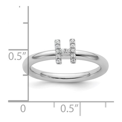14K White Gold 1/20 ct tw Diamond Initial H Ring – view 2