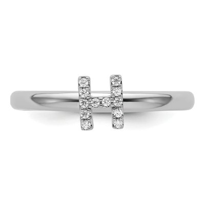 14K White Gold 1/20 ct tw Diamond Initial H Ring – view 4
