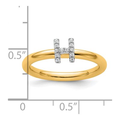 14K Yellow Gold 1/20 ct tw Diamond Stackable Initial H Ring – view 2