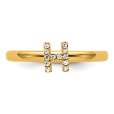 14K Yellow Gold 1/20 ct tw Diamond Stackable Initial H Ring – view 4