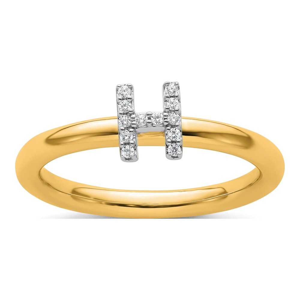 14K Yellow Gold 1/20 ct tw Diamond Stackable Initial H Ring