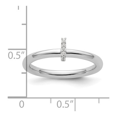 14K White Gold Diamond Initial I Stackable Ring – view 2