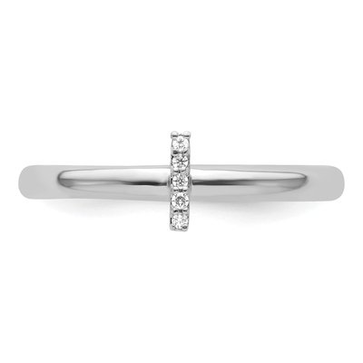 14K White Gold Diamond Initial I Stackable Ring – view 4