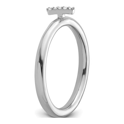 14K White Gold Diamond Initial I Stackable Ring – view 6