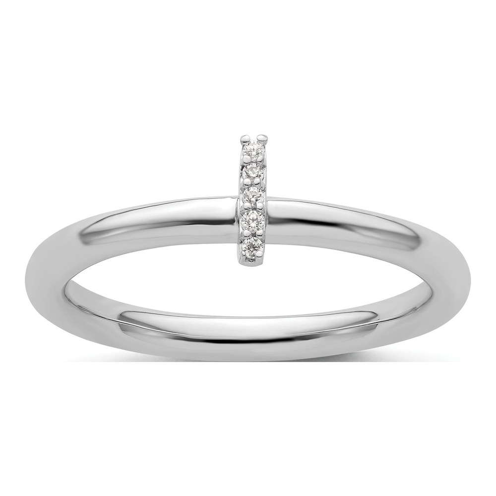14K White Gold Diamond Initial I Stackable Ring