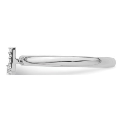 14K White Gold Diamond Stackable Initial J Ring – view 3