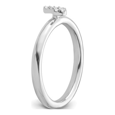 14K White Gold Diamond Stackable Initial J Ring – view 6