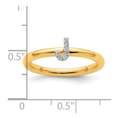 14K Yellow Gold Diamond Stackable Initial J Ring – view 2