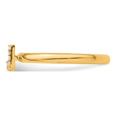 14K Yellow Gold Diamond Stackable Initial J Ring – view 3