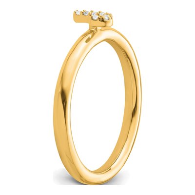 14K Yellow Gold Diamond Stackable Initial J Ring – view 6