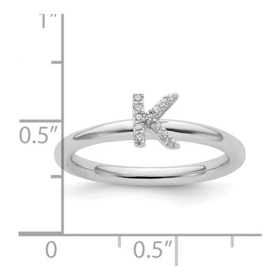 14K White Gold 1/20 ct tw Diamond Stackable Initial K Ring – view 2