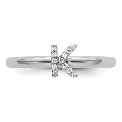 14K White Gold 1/20 ct tw Diamond Stackable Initial K Ring – view 4