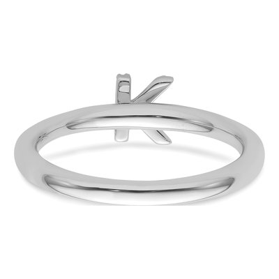 14K White Gold 1/20 ct tw Diamond Stackable Initial K Ring – view 5